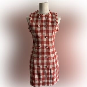 NWT Forever21 Plaid Orange Sleeveless Mini Dress Size M